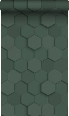 Origin Wallcoverings papier peint hexagone 3d vert foncé 53 cm x 10.05 m