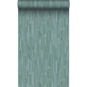 Origin Wallcoverings papier peint imitation bois en 3D bleu vert - 50 x 900 cm - 347869