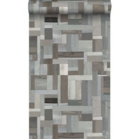 Origin Wallcoverings papier peint imitation bois gris clair et taupe - 53 cm x 10,05 m - 337223