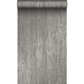 Origin Wallcoverings papier peint imitation bois gris foncé - 53 cm x 10,05 m - 347559