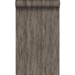 Origin Wallcoverings papier peint imitation bois taupe foncé - 53 cm x 10,05 m - 347418