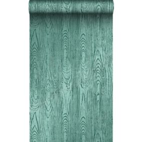 Origin Wallcoverings papier peint imitation bois vert émeraude - 53 cm x 10,05 m - 347557