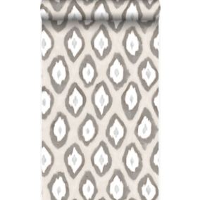 Origin Wallcoverings papier peint imitation d'ikat beige - 53 cm x 10,05 m - 346916