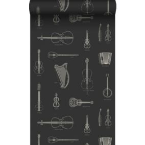 Origin Wallcoverings papier peint instruments de musique noir - 53 cm x 10,05 m - 347450