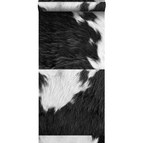 Origin Wallcoverings papier peint intissé XXL imitation peau de vache noir et blanc - 50 x 900 cm - 357241