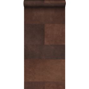 Origin Wallcoverings papier peint intissé XXL motif de carrellages avec imitation cuir marron - 50 x 837 cm - 357237