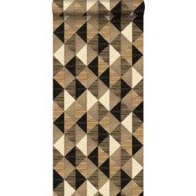 Origin Wallcoverings papier peint intissé XXL motif graphique en 3D noir, marron et beige - 50 x 900 cm - 357216