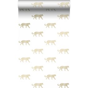 Origin Wallcoverings papier peint léopards blanc et or - 0,53 x 10,05 m - 347685