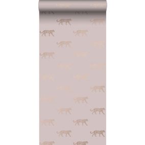 Origin Wallcoverings papier peint léopards vieux rose et or - 0,53 x 10,05 m - 347729