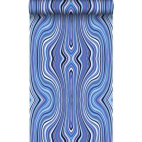 Origin Wallcoverings papier peint lignes graphiques bleu et turquoise - 53 cm x 10,05 m - 347228