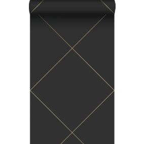 Origin Wallcoverings papier peint lignes graphiques noir et or - 0,53 x 10,05 m - 347719