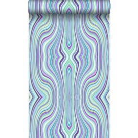 Origin Wallcoverings papier peint lignes graphiques turquoise et violet - 53 cm x 10,05 m - 347226