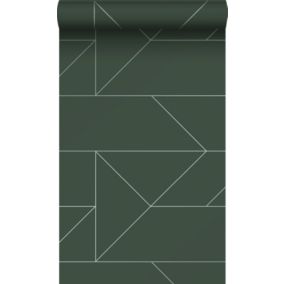 Origin Wallcoverings papier peint lignes graphiques vert - 0,53 x 10,05 m - 347728