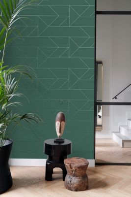 Origin Wallcoverings papier peint lignes graphiques vert foncé - 0,53 x 10,05 m - 347724
