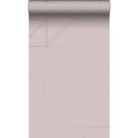 Origin Wallcoverings papier peint lignes graphiques vieux rose et or - 0,53 x 10,05 m - 347721