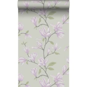 Origin Wallcoverings papier peint magnolia bleu canard et violet - 53 cm x 10,05 m - 347051