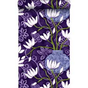 Origin Wallcoverings papier peint magnolia violet - 53 cm x 10,05 m - 346924