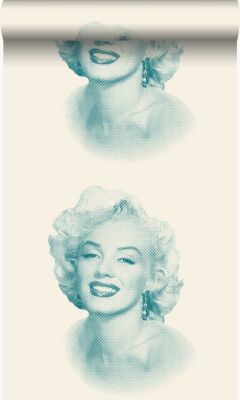 Origin Wallcoverings papier peint Marilyn Monroe blanc et turquoise - 53 cm x 10,05 m - 326349