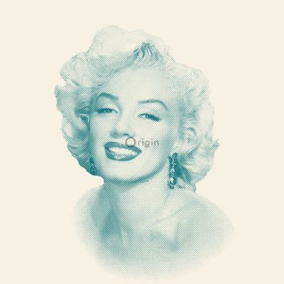 Origin Wallcoverings papier peint Marilyn Monroe blanc et turquoise - 53 cm x 10,05 m - 326349