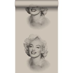 Origin Wallcoverings papier peint Marilyn Monroe gris et noir - 53 cm x 10,05 m - 326350