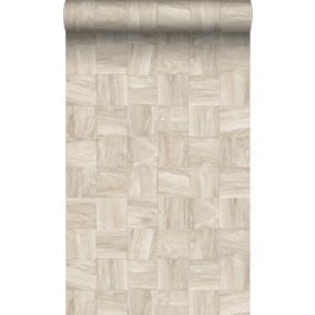 Origin Wallcoverings papier peint morceaux carrés de déchets de bois beige clair - 50 x 900 cm - 347929