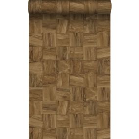 Origin Wallcoverings papier peint morceaux carrés de déchets de bois marron - 50 x 900 cm - 347932