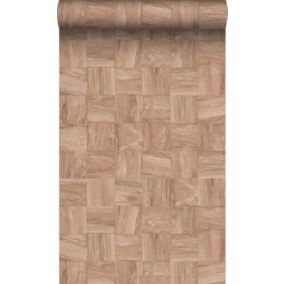 Origin Wallcoverings papier peint morceaux carrés de déchets de bois rose terracotta - 50 x 900 cm - 347931
