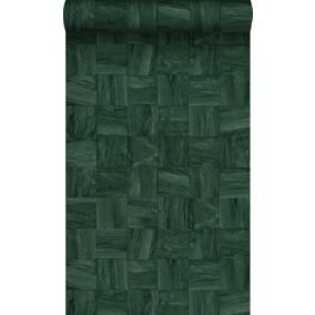 Origin Wallcoverings papier peint morceaux carrés de déchets de bois vert foncé - 50 x 900 cm - 347934