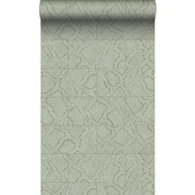 Origin Wallcoverings papier peint motif de carrellages avec imitation peau de serpent gris pâle - 0,53 x 10,05 m - 347784