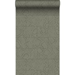 Origin Wallcoverings papier peint motif de carrellages avec imitation peau de serpent taupe - 0,53 x 10,05 m - 347785