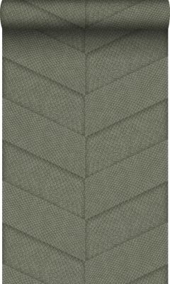 Origin Wallcoverings papier peint motif de carrellages avec imitation peau de serpent vert olive grisé - 0,53 x 10,05 m - 347792