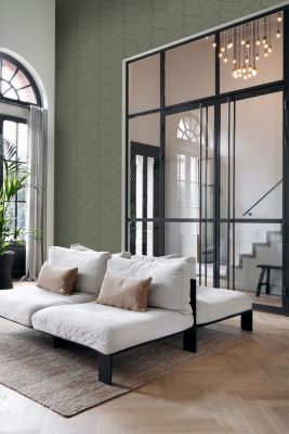 Origin Wallcoverings papier peint motif de carrellages avec imitation peau de serpent vert olive grisé - 0,53 x 10,05 m - 347792