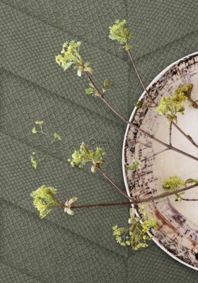 Origin Wallcoverings papier peint motif de carrellages avec imitation peau de serpent vert olive grisé - 0,53 x 10,05 m - 347792