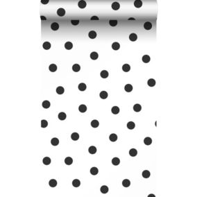 Origin Wallcoverings papier peint à motif de petits points noir et blanc - 0,53 x 10,05 m - 347675