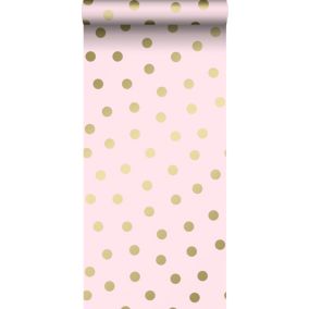 Origin Wallcoverings papier peint à motif de petits points rose et or - 0,53 x 10,05 m - 347677