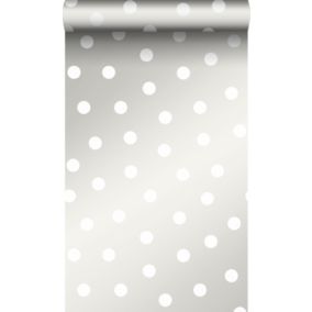 Origin Wallcoverings papier peint à motif de points blanc mat et gris argent - 53 cm x 10,05 m - 347513