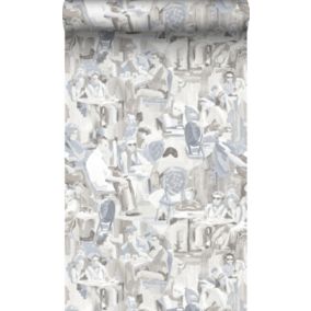 Origin Wallcoverings papier peint motif figurativ gris argileux - 53 cm x 10,05 m - 347421