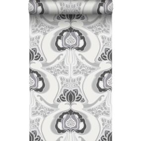 Origin Wallcoverings papier peint motif floral Art Nouveau noir et gris - 53 cm x 10,05 m - 347209