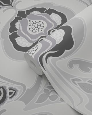 Origin Wallcoverings papier peint motif floral Art Nouveau noir et gris - 53 cm x 10,05 m - 347209