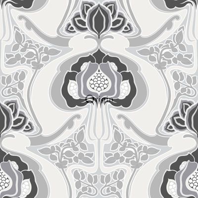 Origin Wallcoverings papier peint motif floral Art Nouveau noir et gris - 53 cm x 10,05 m - 347209