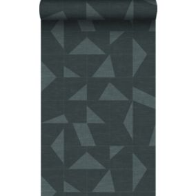 Origin Wallcoverings papier peint motif graphique avec structure tissée bleu gris - 0,53 x 10,05 m - 347756