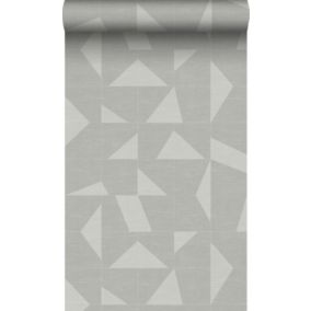 Origin Wallcoverings papier peint motif graphique avec structure tissée gris clair - 0,53 x 10,05 m - 347754