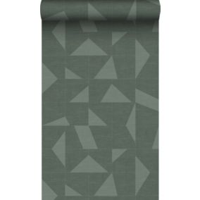 Origin Wallcoverings papier peint motif graphique avec structure tissée vert - 0,53 x 10,05 m - 347755