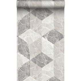 Origin Wallcoverings papier peint motif marbre 3D beige et taupe - 53 cm x 10,05 m - 347317