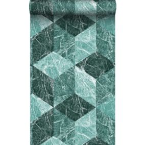 Origin Wallcoverings papier peint motif marbre 3D vert émeraude - 53 cm x 10,05 m - 347319