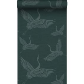 Origin Wallcoverings papier peint oiseaux de grue bleu canard - 0,53 x 10,05 m - 347759