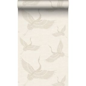 Origin Wallcoverings papier peint oiseaux de grue couleur sable - 0,53 x 10,05 m - 347827