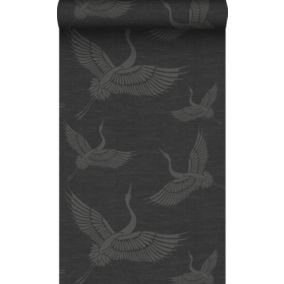 Origin Wallcoverings papier peint oiseaux de grue gris foncé - 0,53 x 10,05 m - 347760