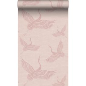 Origin Wallcoverings papier peint oiseaux de grue vieux rose - 0,53 x 10,05 m - 347757