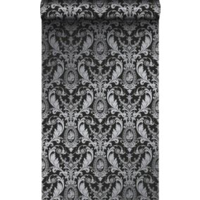 Origin Wallcoverings papier peint ornement noir - 53 cm x 10,05 m - 346218